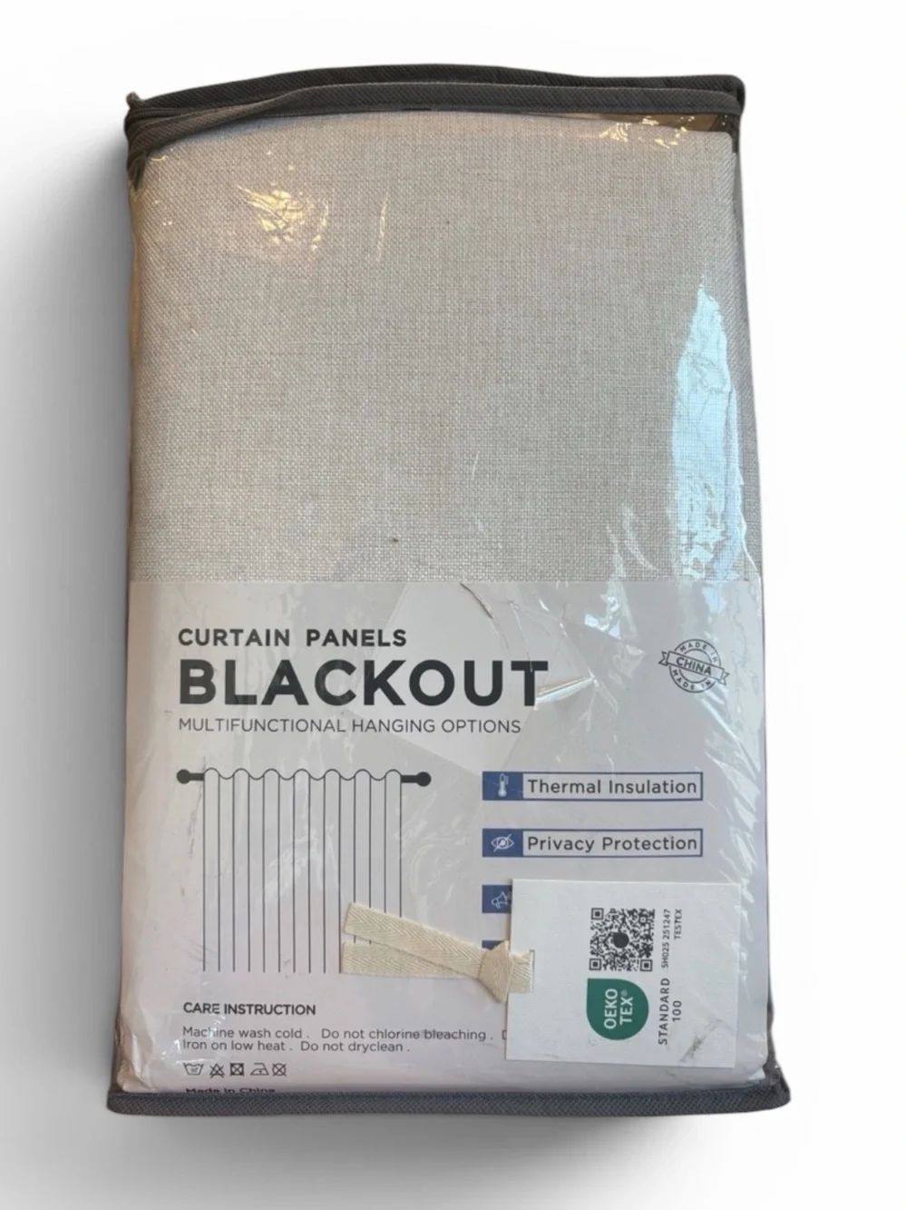 Blackout Curtain Panels Lined 50x84” Beige & Hooks NEW READ